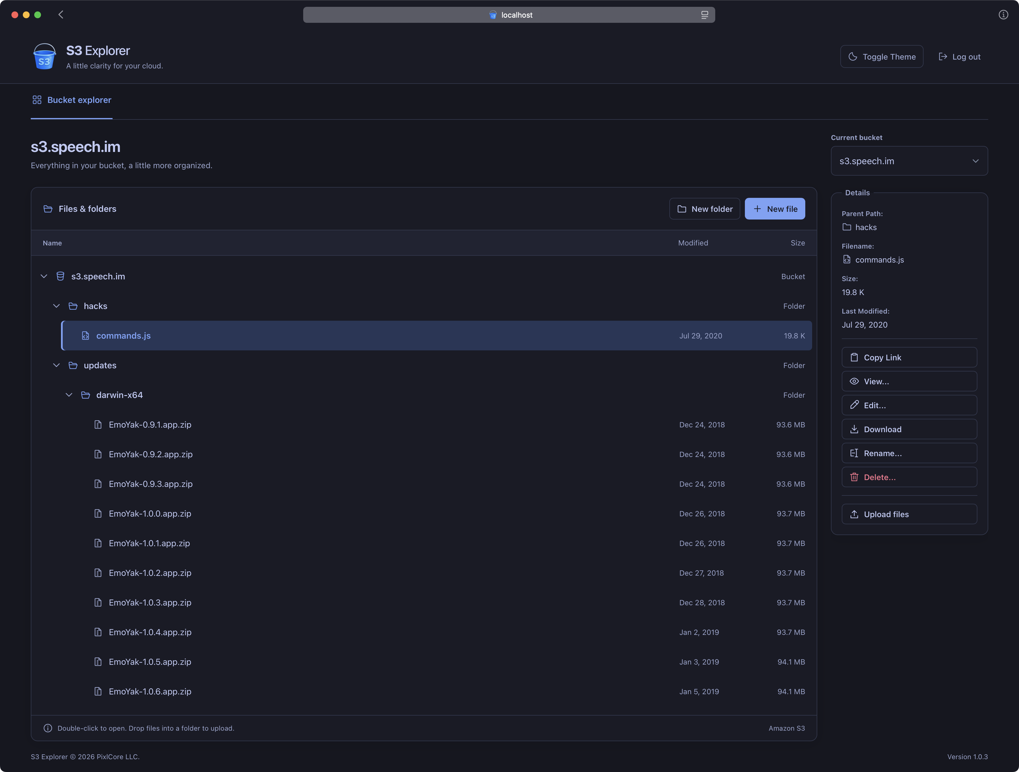 S3 Explorer user interface