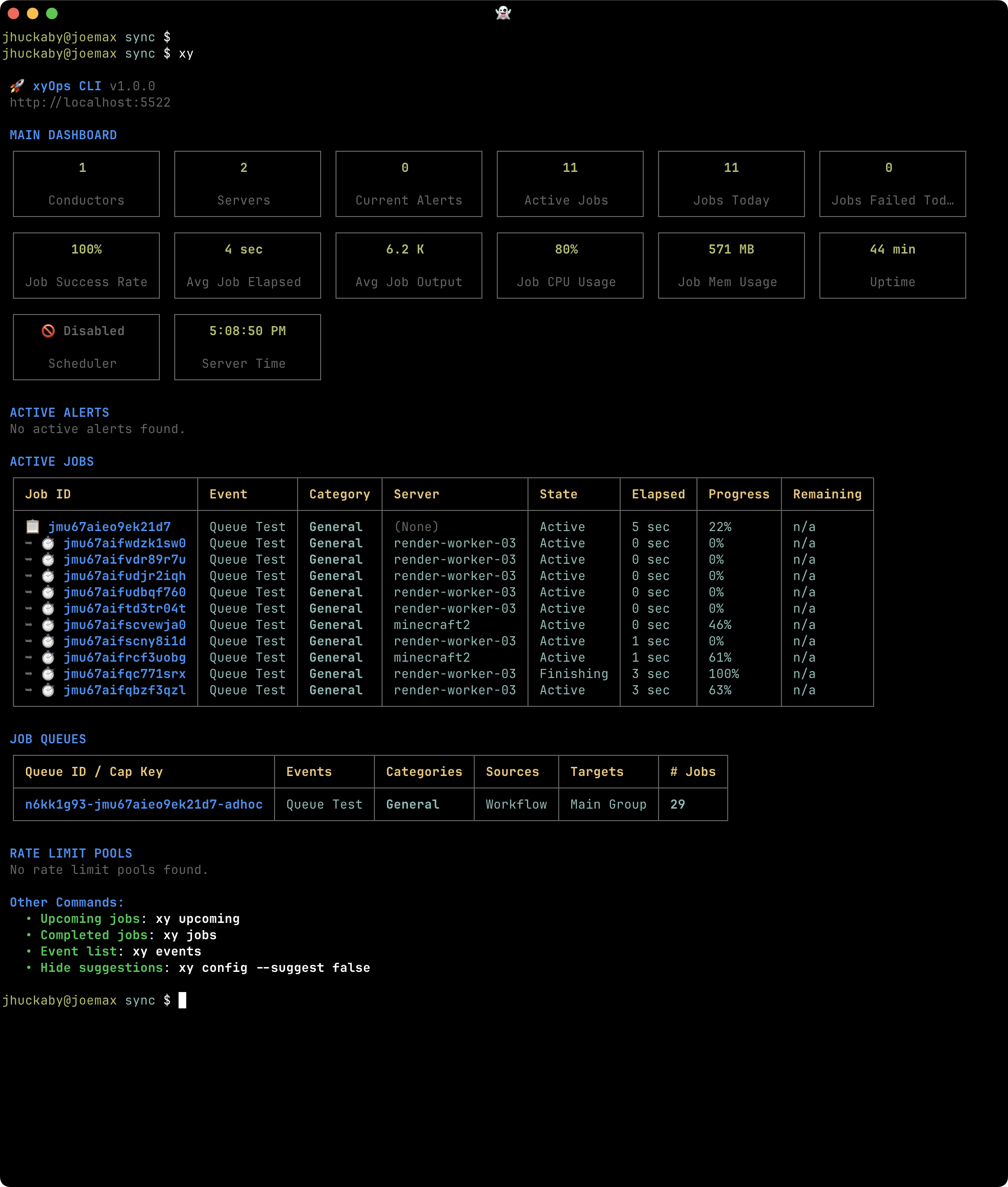 The xyCLI dashboard