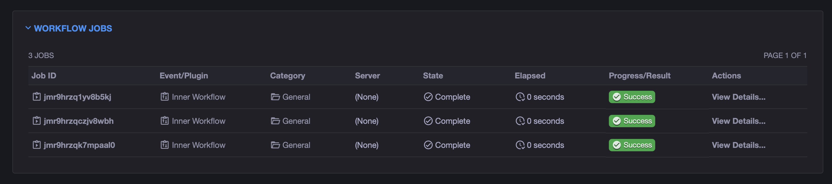 Completed Job List