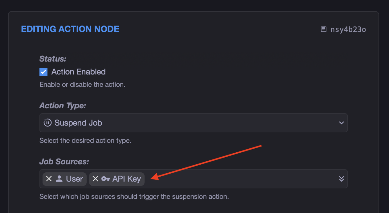 Edit suspend action